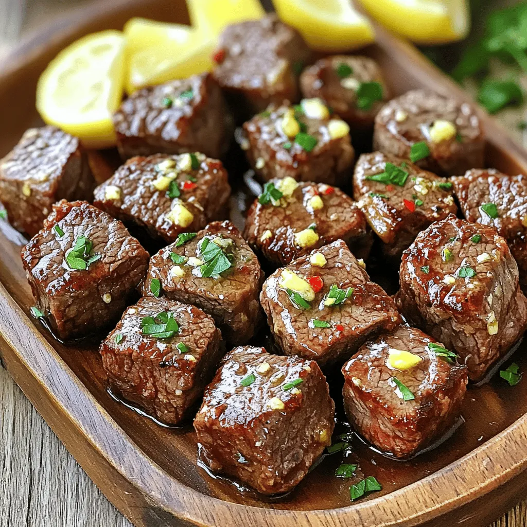 Garlic butter steak bites are small, juicy pieces of steak cooked in rich garlic butter. They are easy to make and full of flavor. You can find many garlic butter steak bites recipes online, but I have my own favorite.