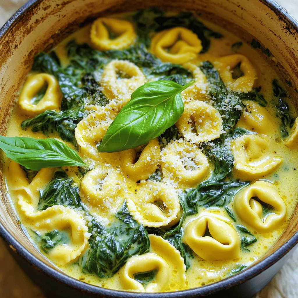 One Pot Creamy Spinach Tortellini Easy Dinner Meal