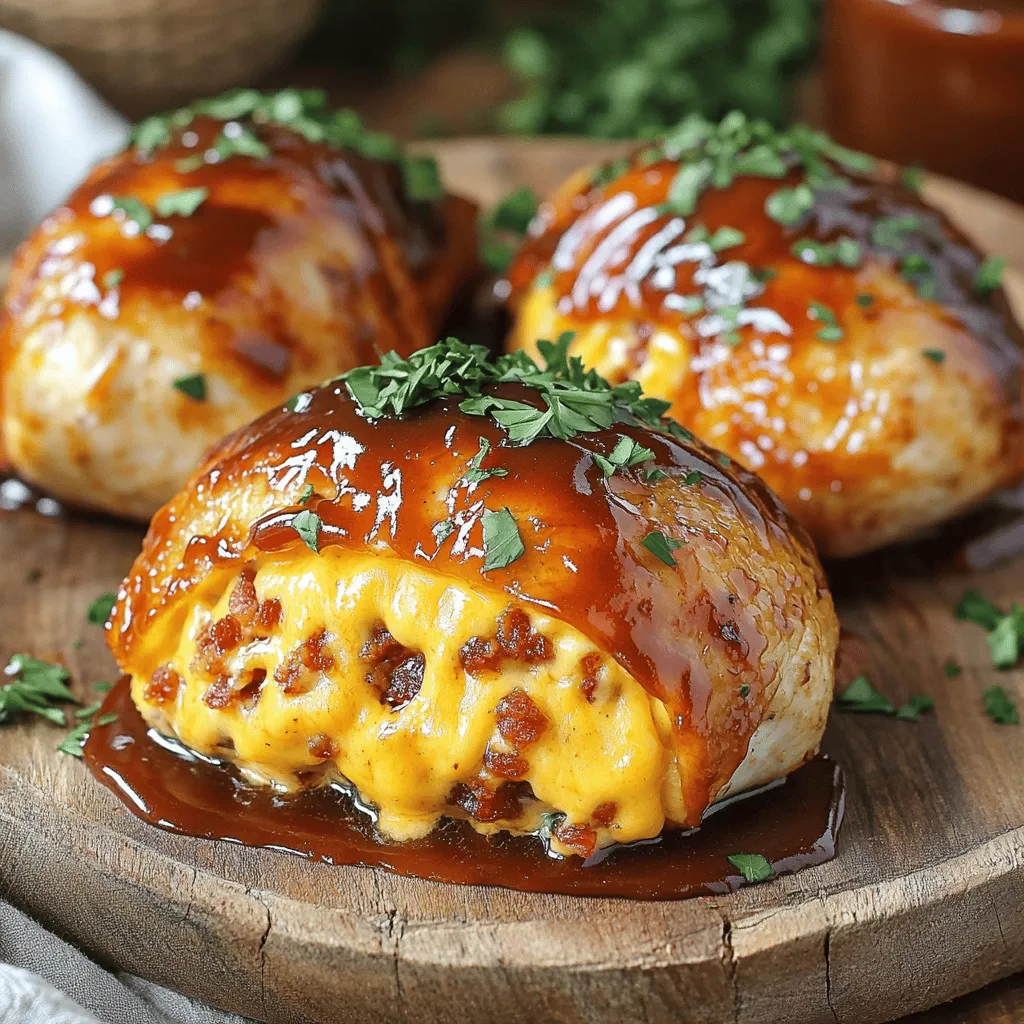 To make Air Fryer BBQ Stuffed Chicken, you need simple and tasty ingredients. Start with four medium-sized chicken breasts. These are the base for your meal. For the stuffing, use one cup of shredded cheddar cheese and one cup of cooked, crumbled bacon. This mix will create a rich flavor.