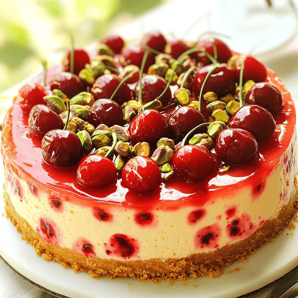 To make the Cherry Pistachio Cheesecake, you need these ingredients: