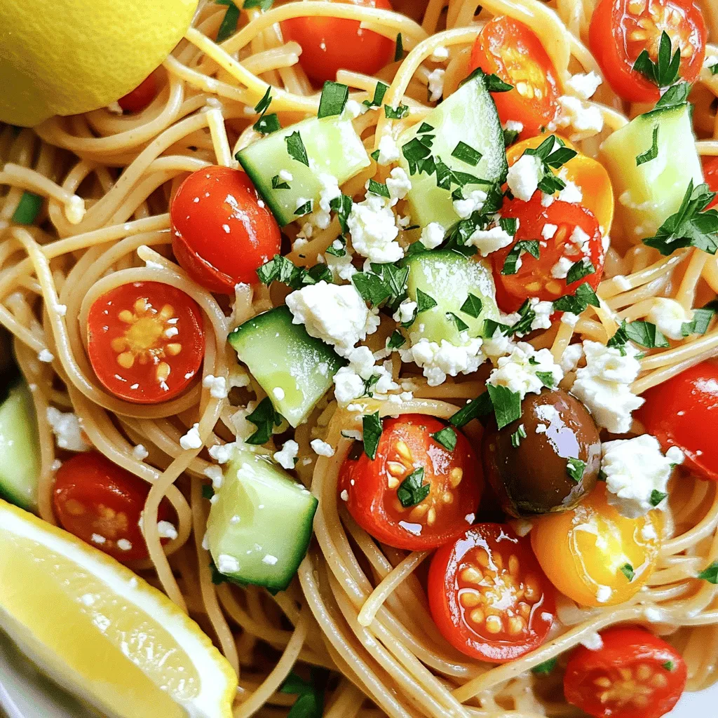 When making Healthy Greek Spaghetti, you need fresh and tasty ingredients. Here’s what you will use: