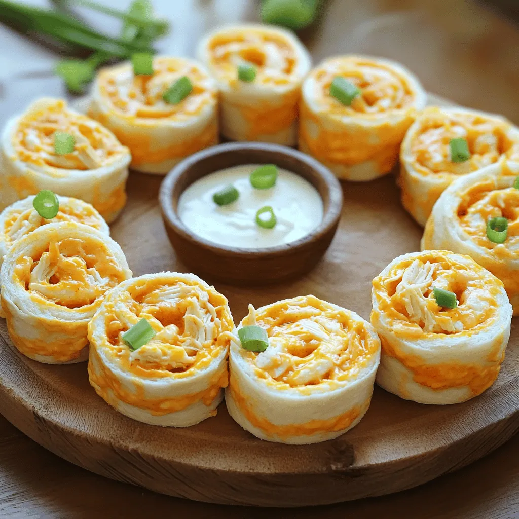 To make buffalo chicken pinwheels, you need simple ingredients. Gather these items: