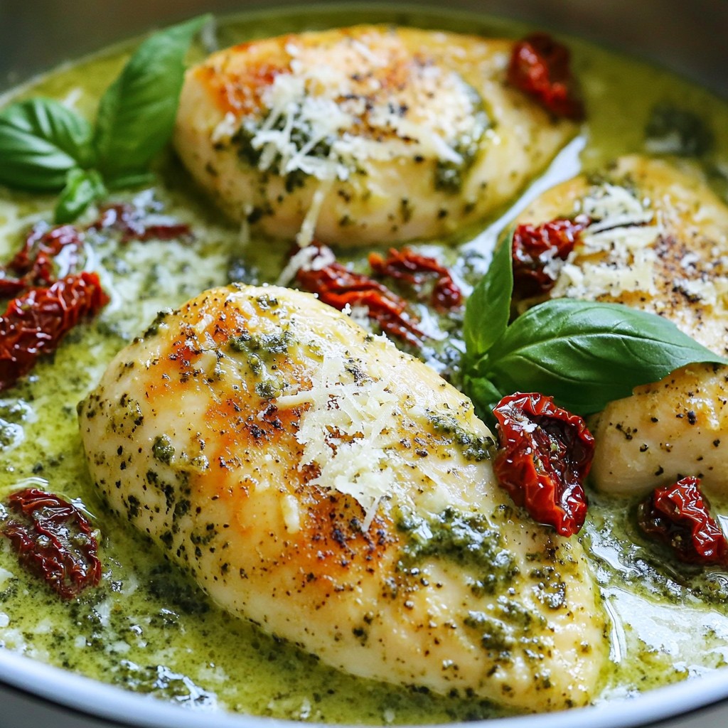 Creamy Pesto Chicken with Sun-Dried Tomatoes Delight