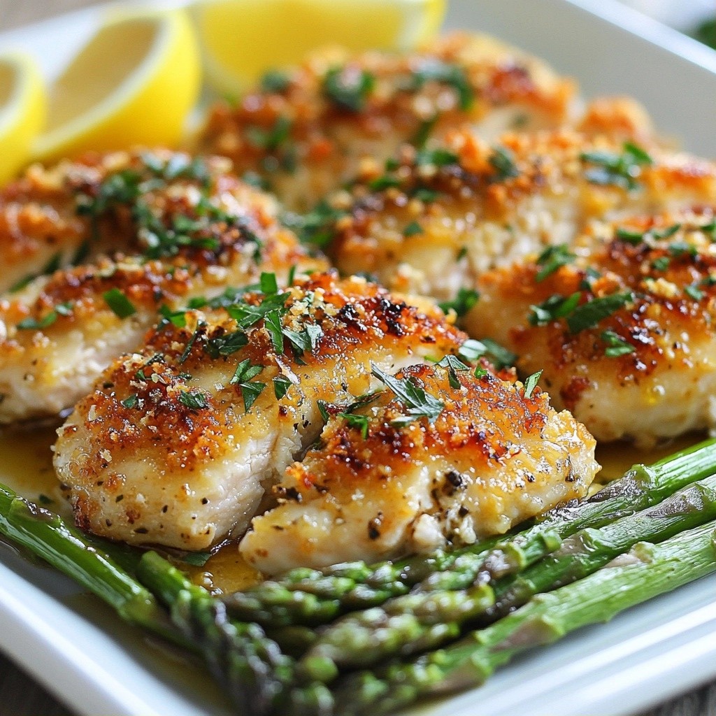 Garlic Parmesan Chicken Breast with Asparagus Delight