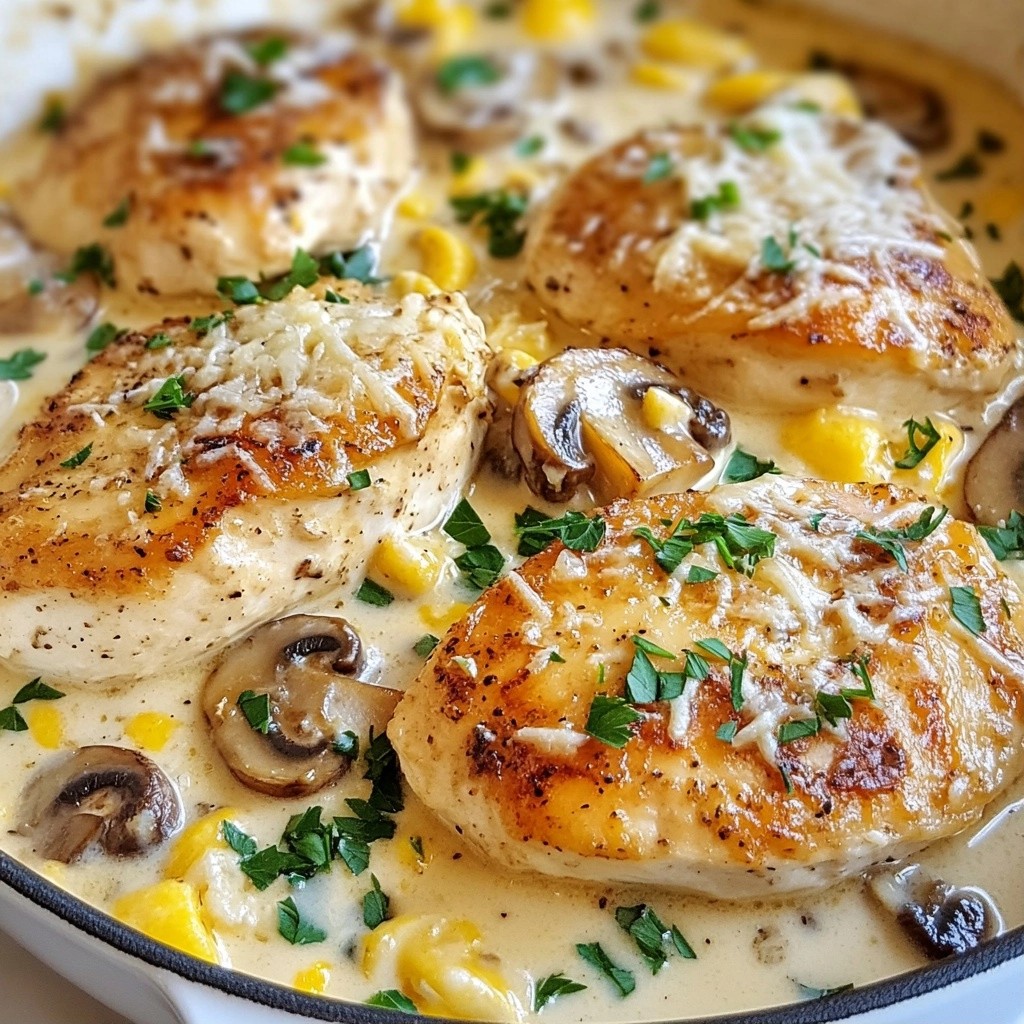 Creamy Mushroom Chicken Bake with Parmesan Delight