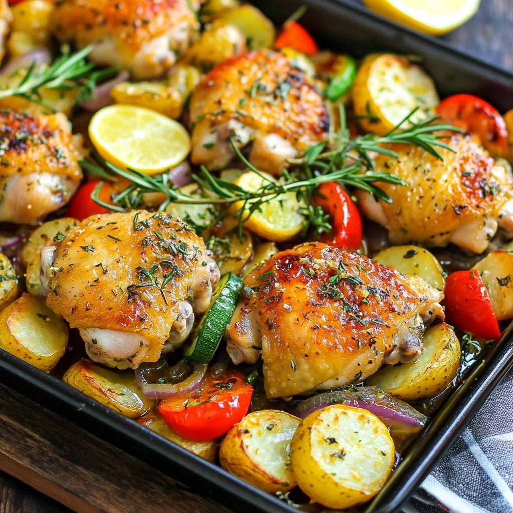 One-Pan Lemon Rosemary Chicken with Veggies Delight