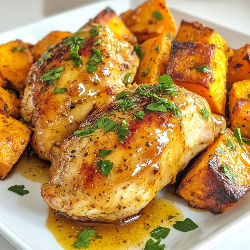 Honey Mustard Baked Chicken with Sweet Potatoes Delight