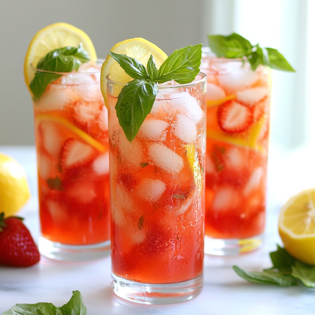 Strawberry Basil Lemonade Refreshing Summer Drink