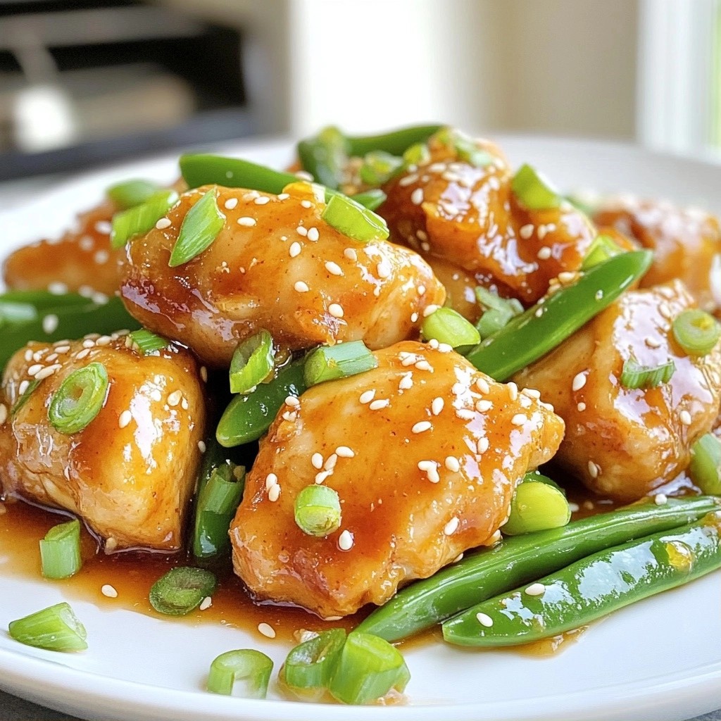 One-Pan Orange Honey Chicken with Snap Peas Delight