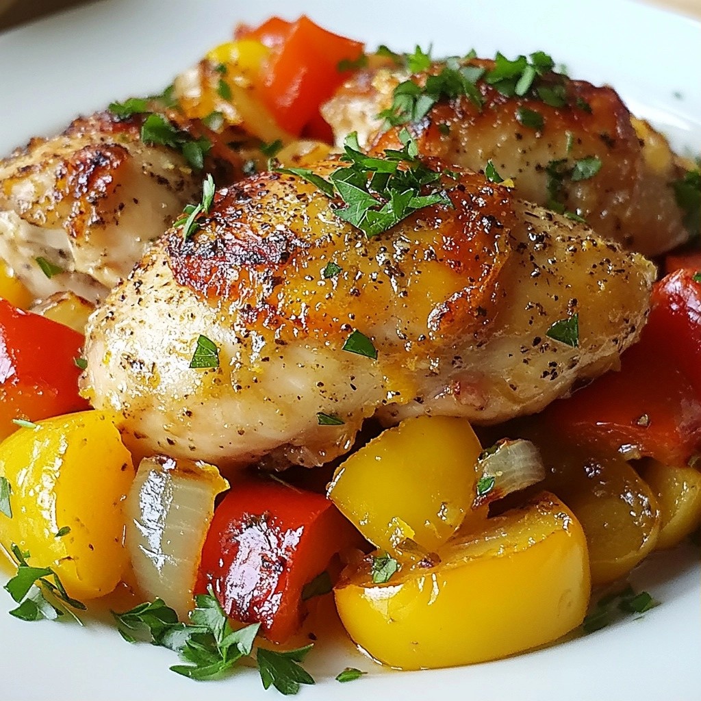 Savory Herb Lemon Chicken with Roasted Peppers Delight
