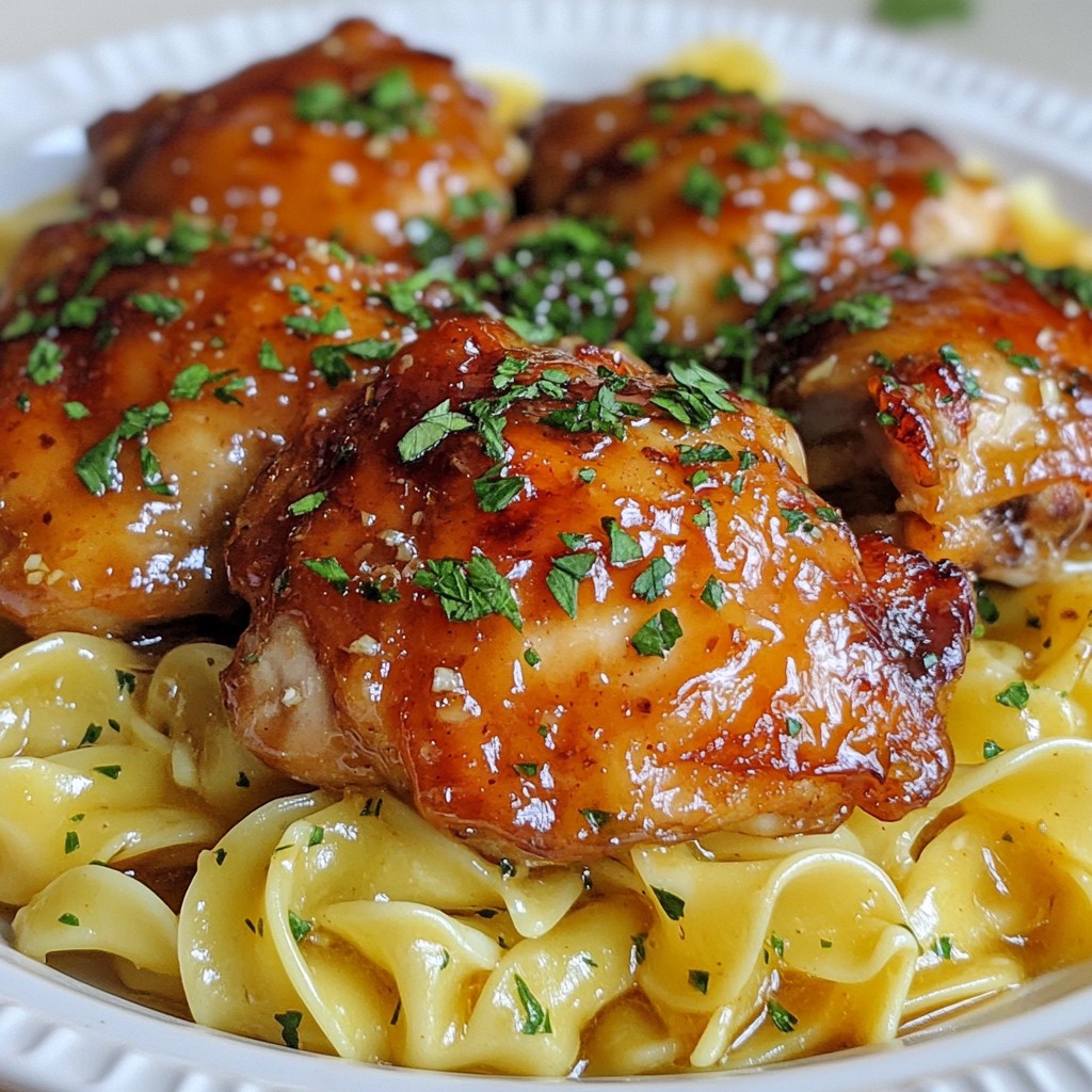 Honey Garlic Chicken with Buttered Noodles Delight
