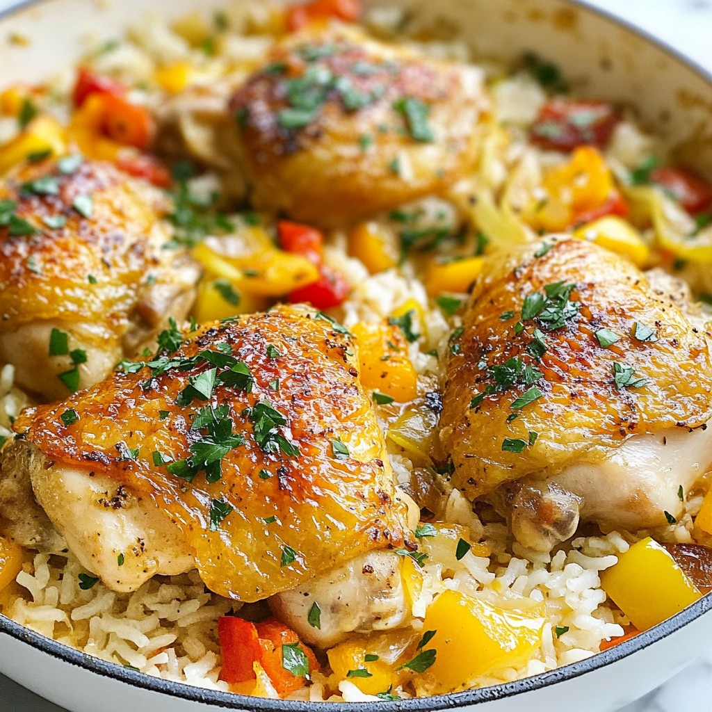 Savory One-Pan Chicken with Garlic Rice Delight