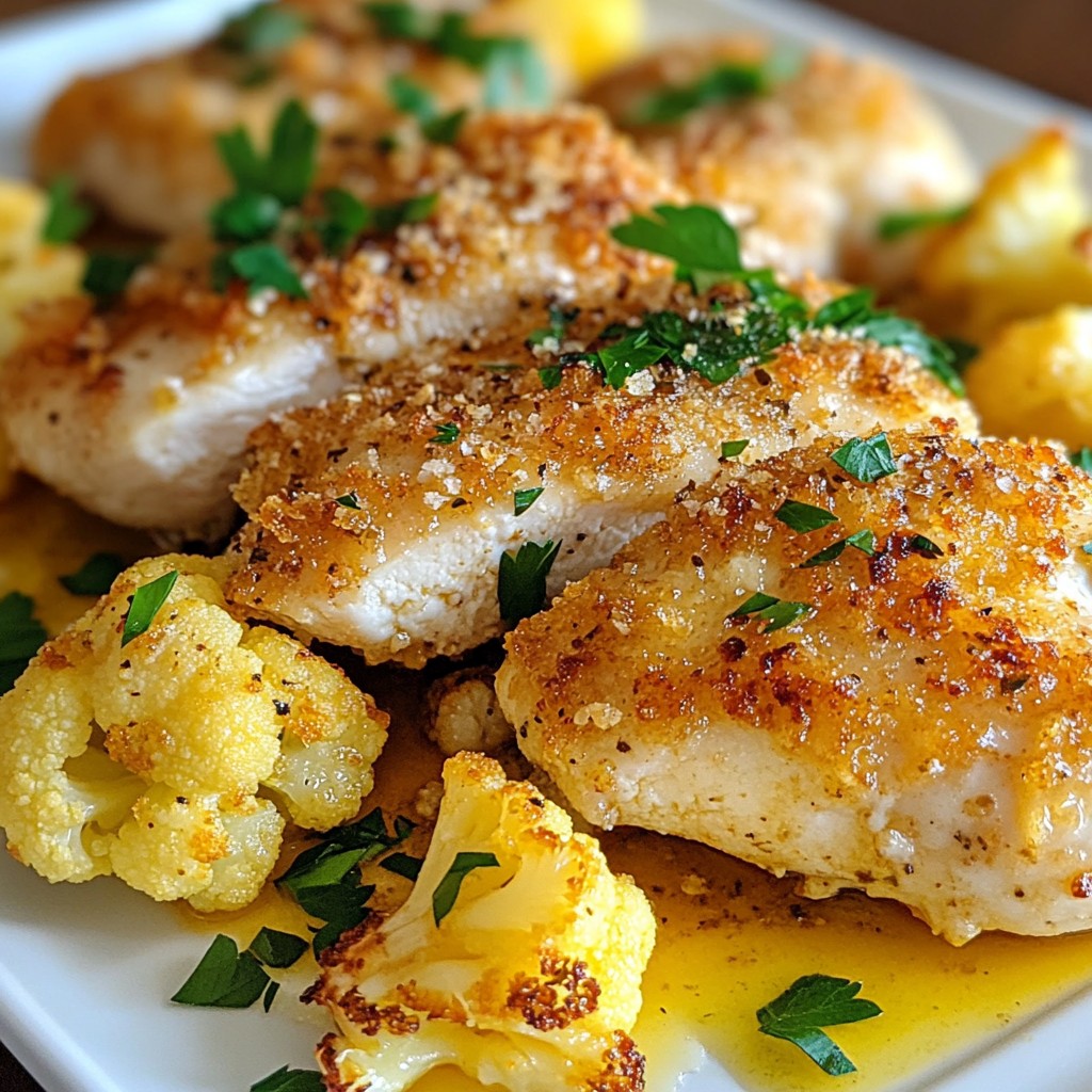 Baked Chicken with Parmesan Crust and Cauliflower Delight