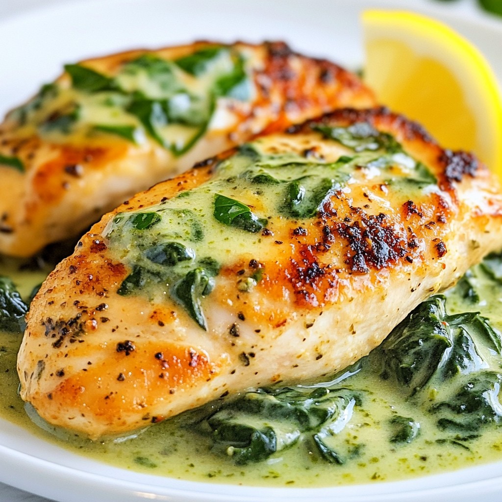 Garlicky Chicken with Creamy Spinach Sauce Delight
