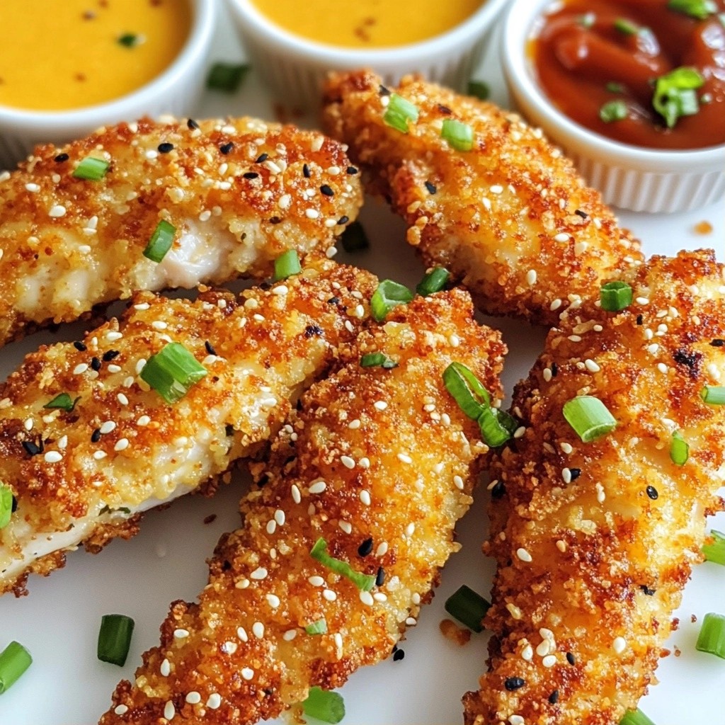 Sesame Crusted Baked Chicken Tenders Crunchy Delight