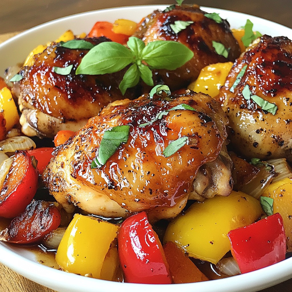 Savory Balsamic Glazed Chicken Thighs with Peppers