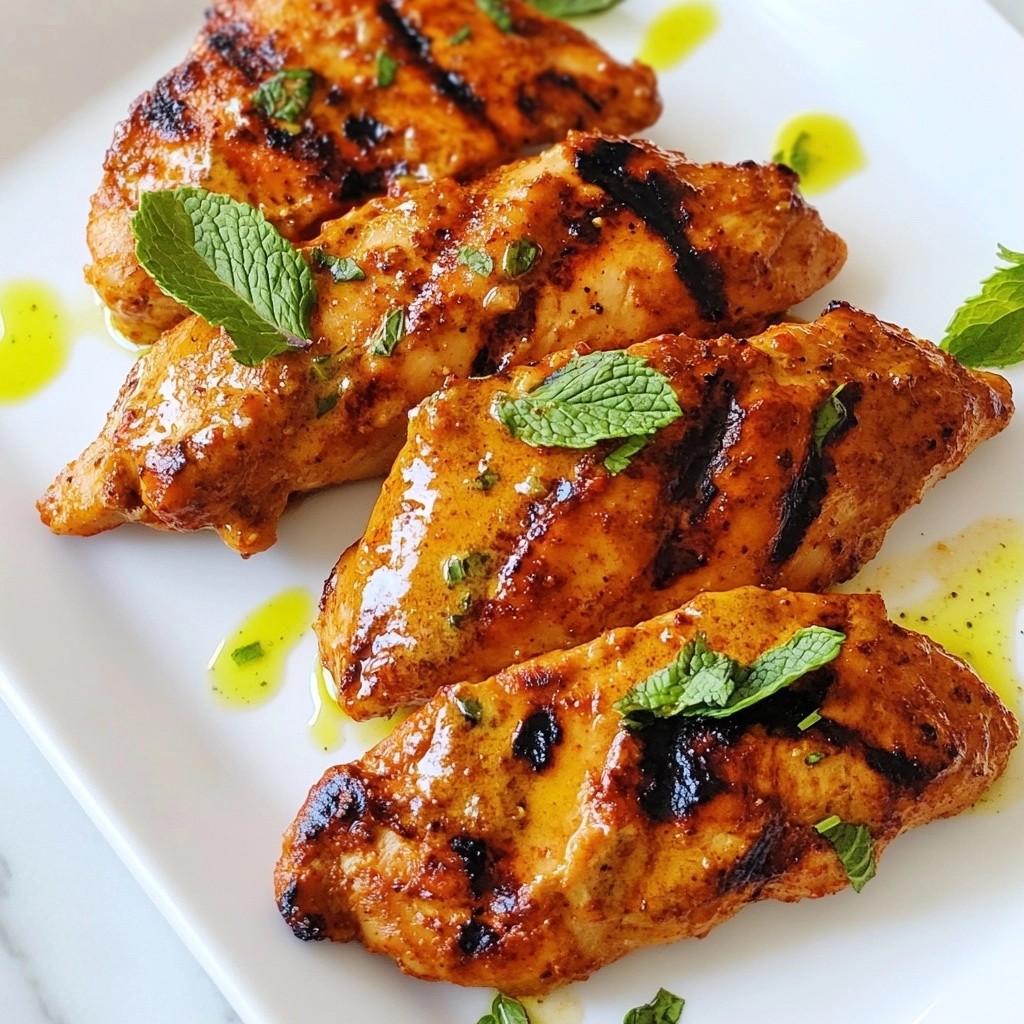 Spicy Grilled Chicken with Mint Yogurt Sauce Delight