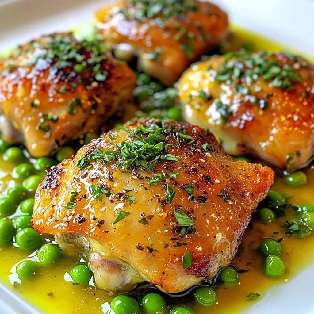 Juicy Herb Garlic Chicken Thighs with Peas Delight