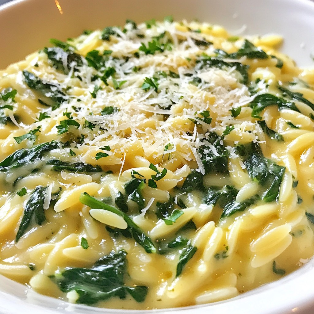 Creamy Spinach Parmesan Orzo Rich and Flavorful Dish