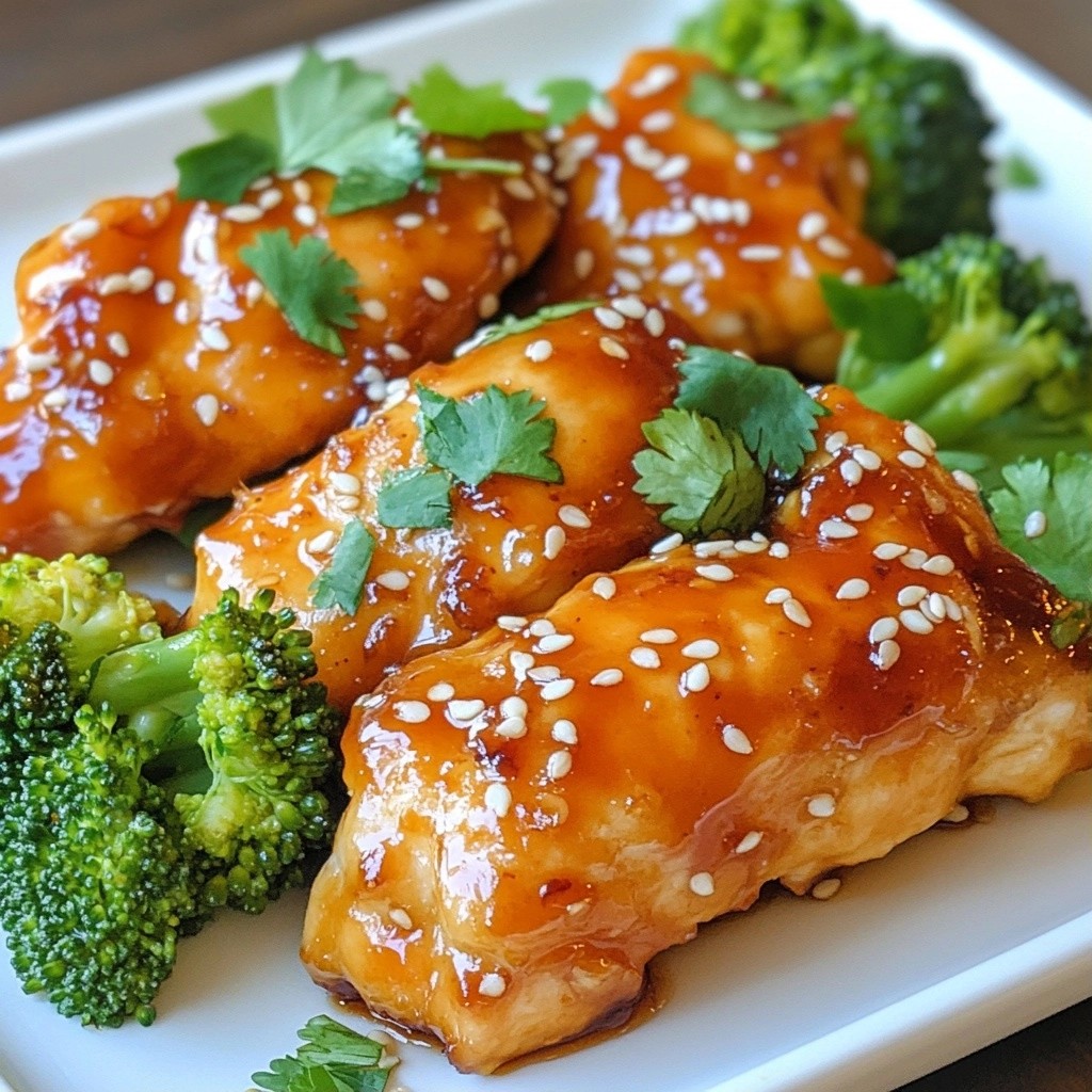 Tangy Orange Glazed Chicken Breast with Broccoli Dish
