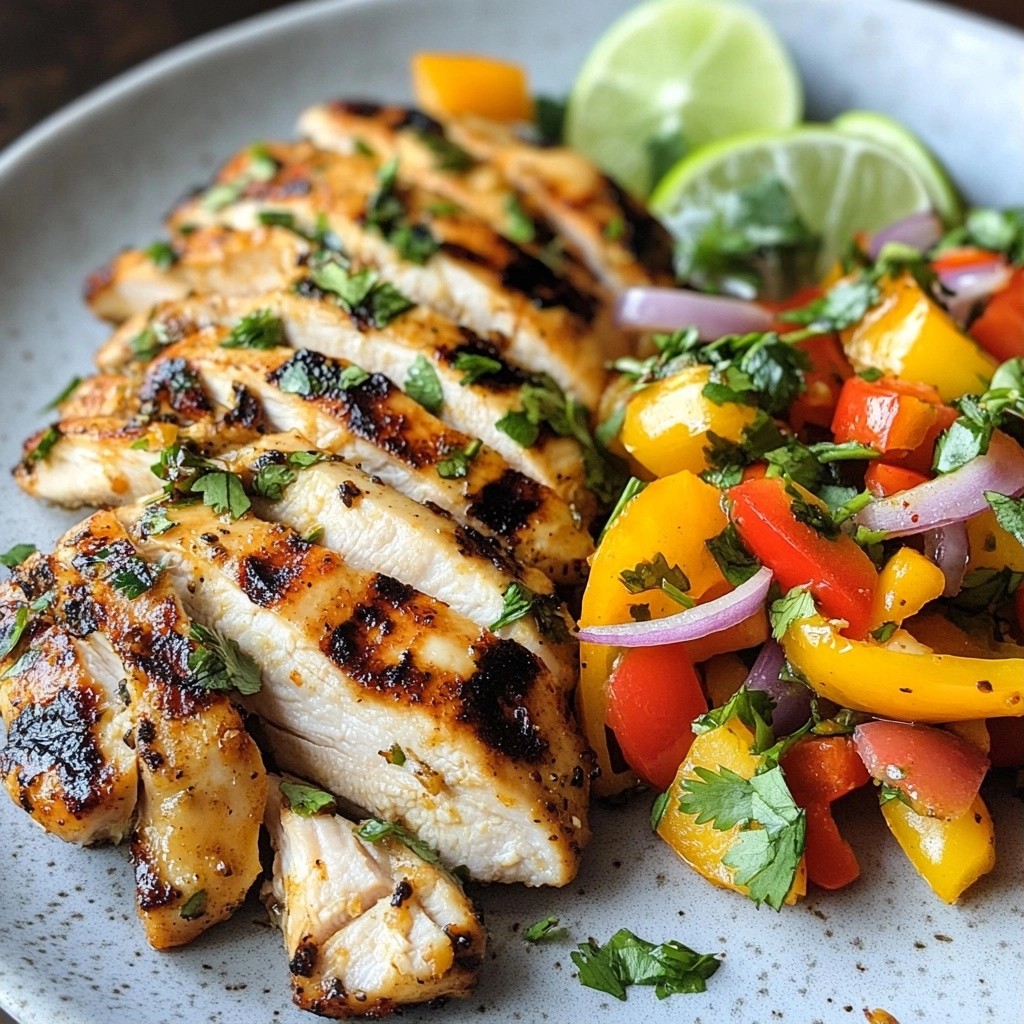 Chili Garlic Grilled Chicken with Bell Pepper Salad Recipe