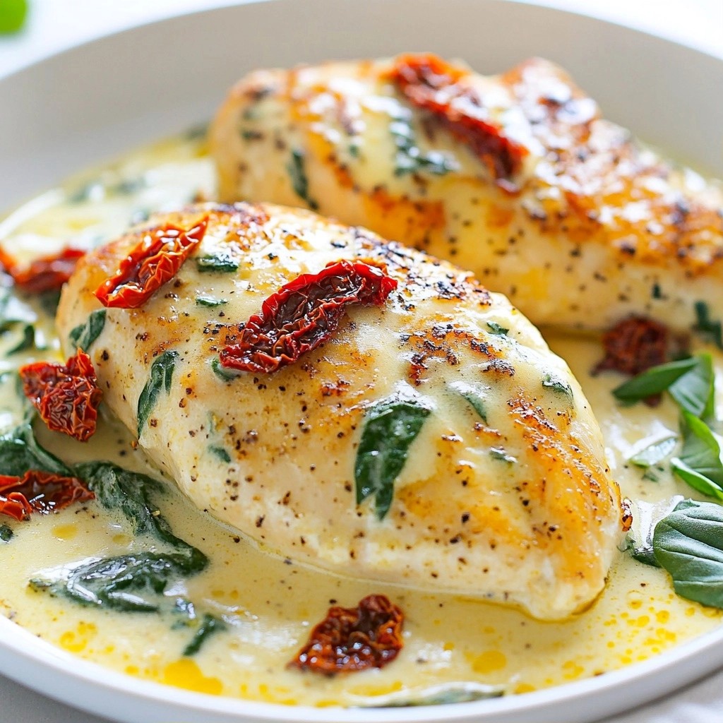 Tuscan Chicken with Spinach and Sun-Dried Tomatoes Delight