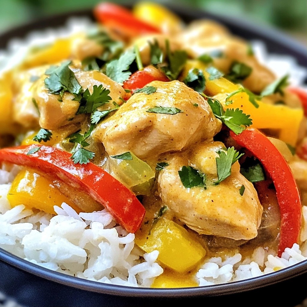 Creamy Coconut Chicken with Bell Peppers Delight