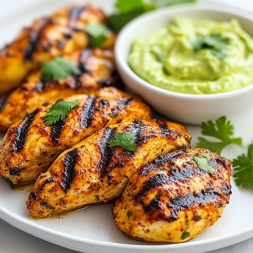 Spicy Grilled Chicken with Avocado Ranch Dip Delight