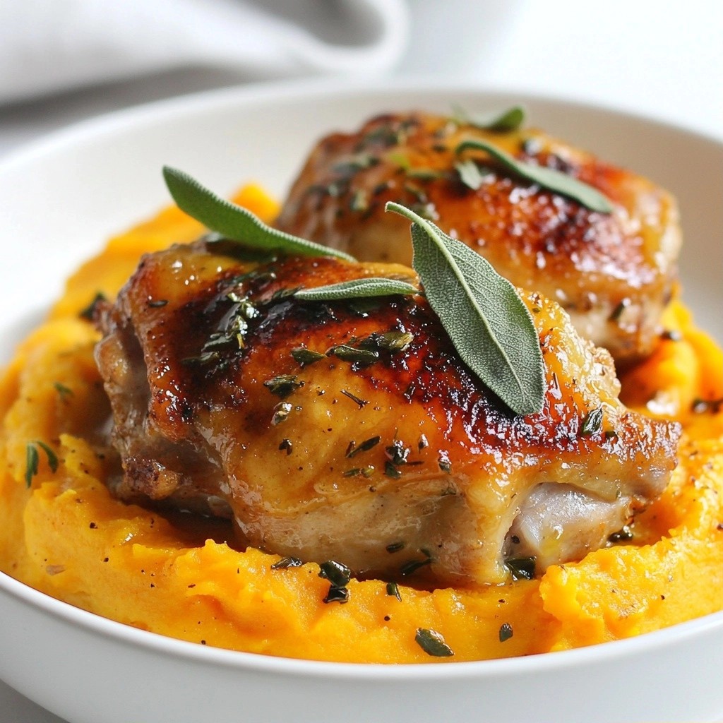 Buttery Sage Chicken Thighs with Sweet Potato Mash Delight