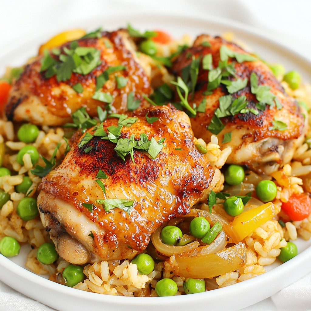 Cajun Chicken Thighs with Brown Rice and Peas Delight