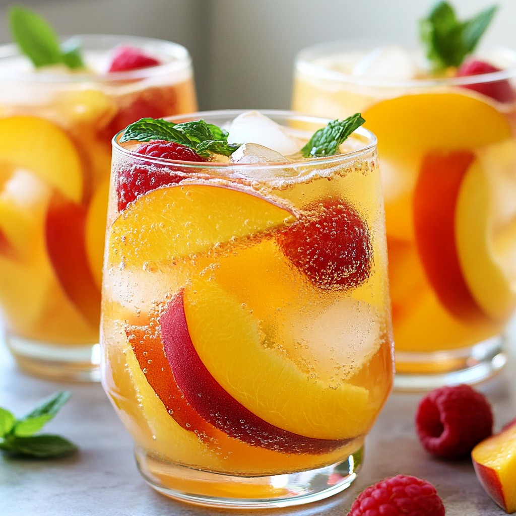 Peach Raspberry Sangria Mocktail Refreshing Delight