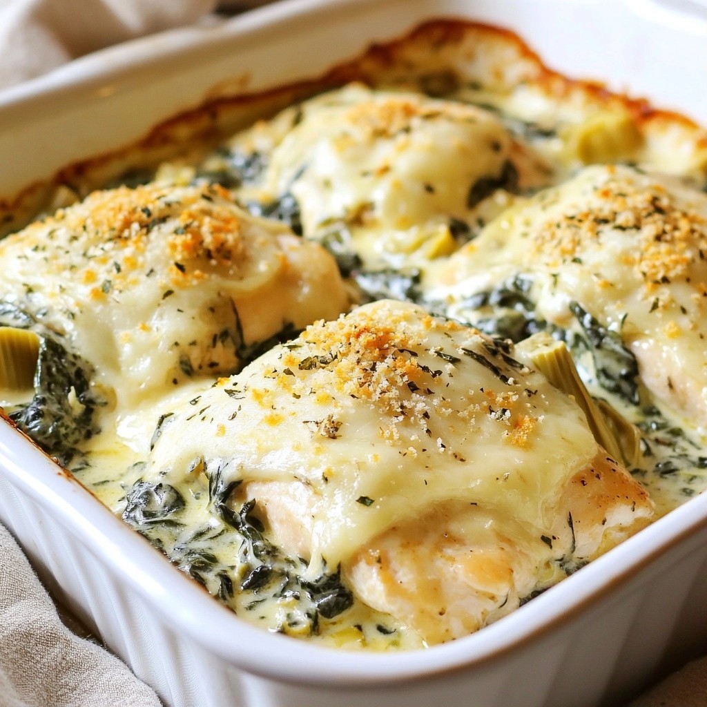 Creamy Spinach and Artichoke Chicken Bake Delight