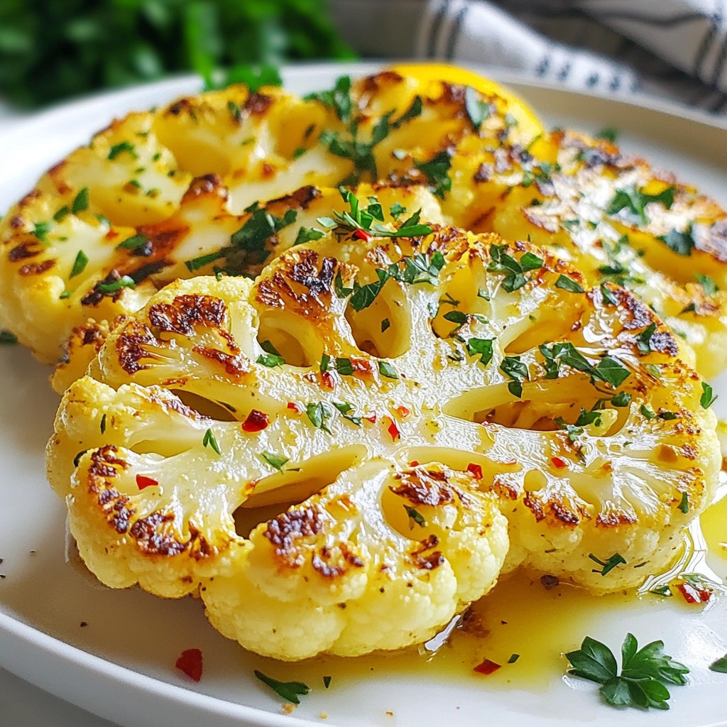Lemon Garlic Roasted Cauliflower Steaks Delightful Dish