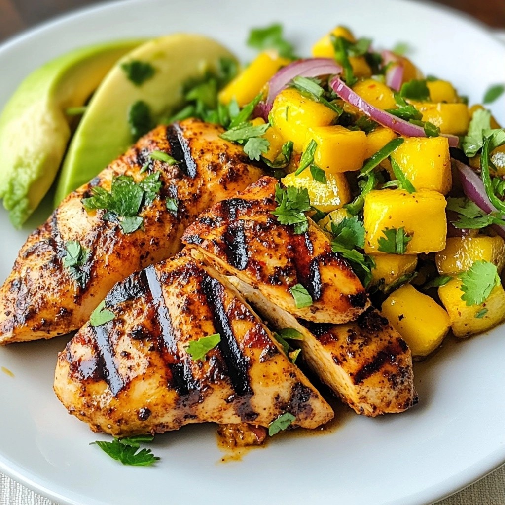 Smoky Grilled Chicken with Mango Avocado Salad Delight