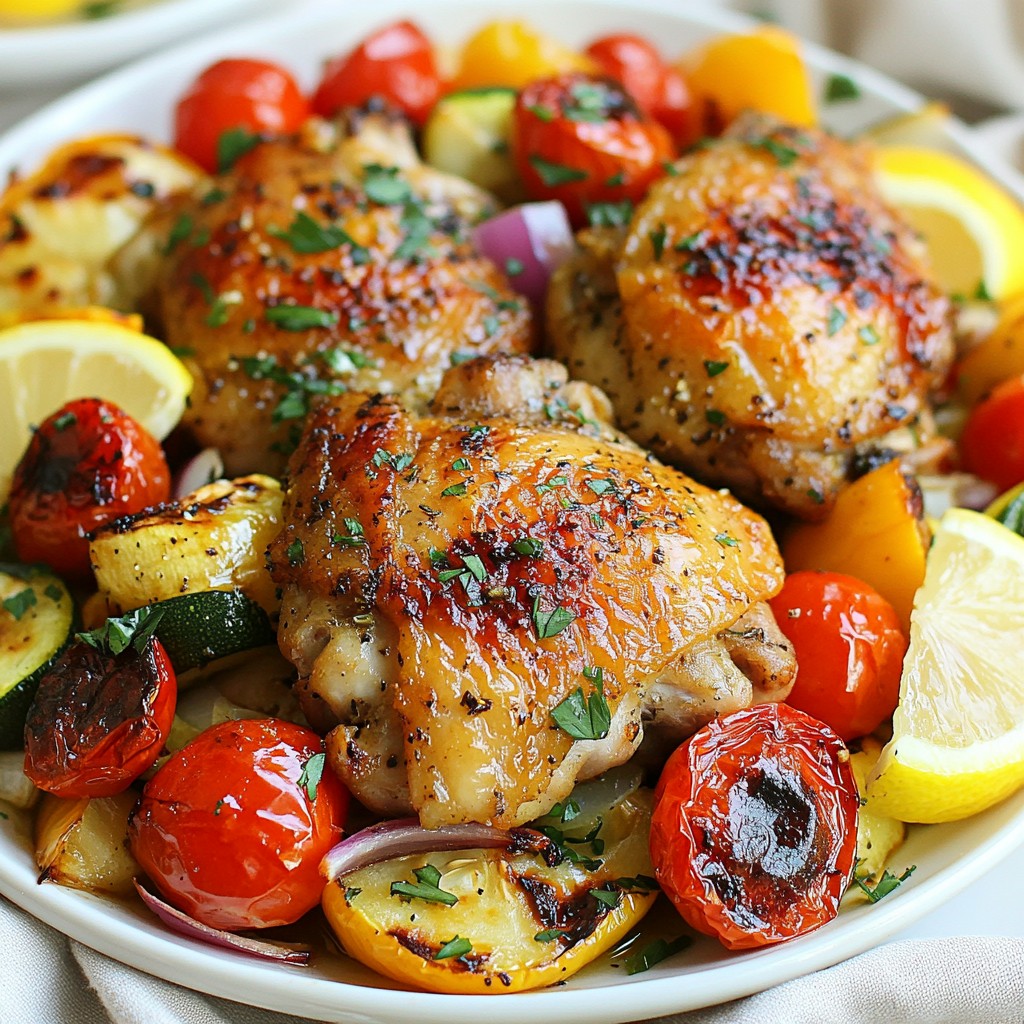 Garlic Lemon Chicken Thighs with Roasted Veggies Meal