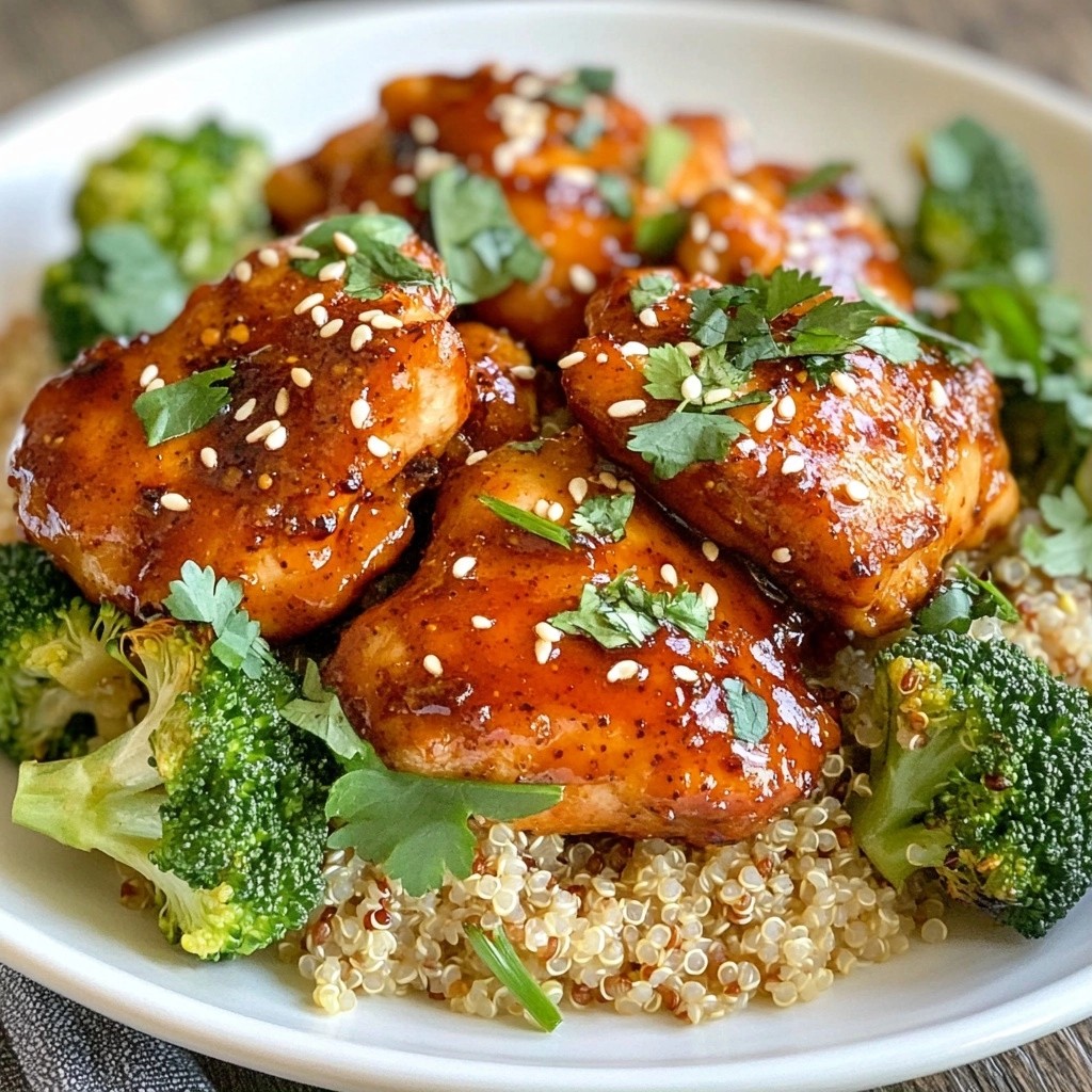 Sriracha Chicken Thighs with Quinoa and Broccoli Meal