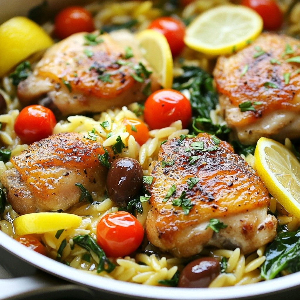 One-Pan Greek Chicken with Lemon Orzo Delight