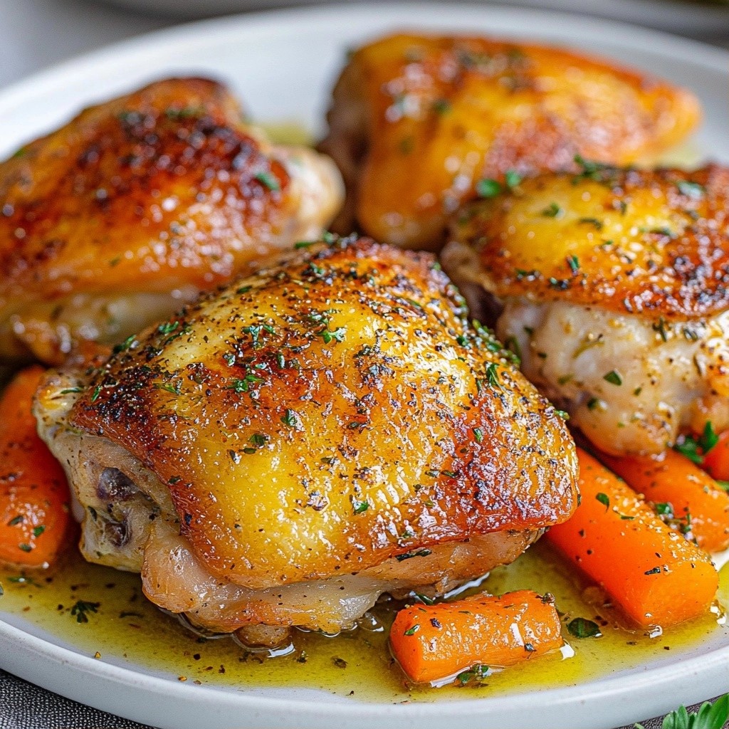Crispy Herb Baked Chicken with Garlic Butter Carrots