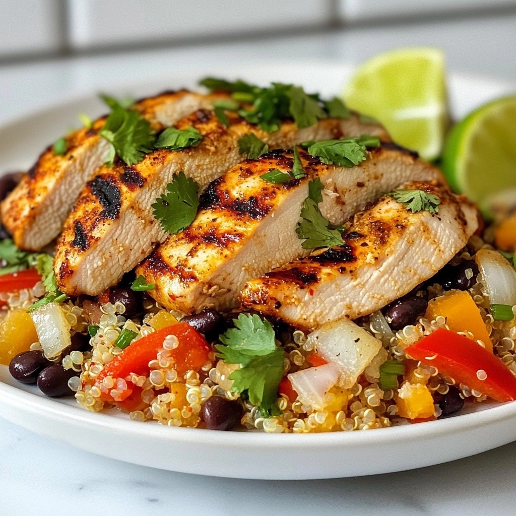 Spicy Chicken Breast with Quinoa and Black Beans Meal