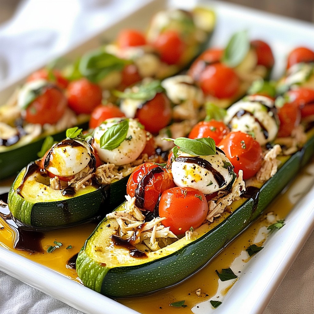 Caprese Chicken Stuffed Zucchini Boats Delight