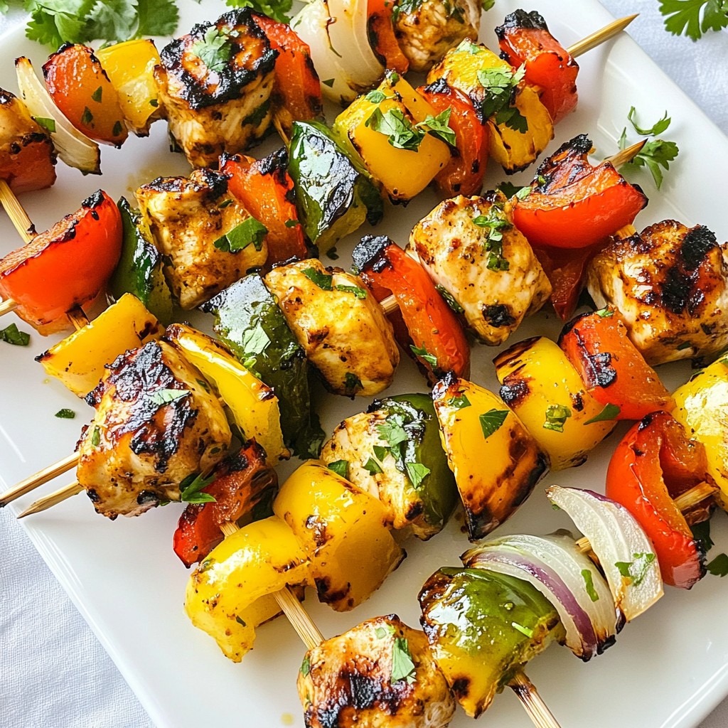 Spicy Grilled Chicken Skewers with Bell Peppers Delight