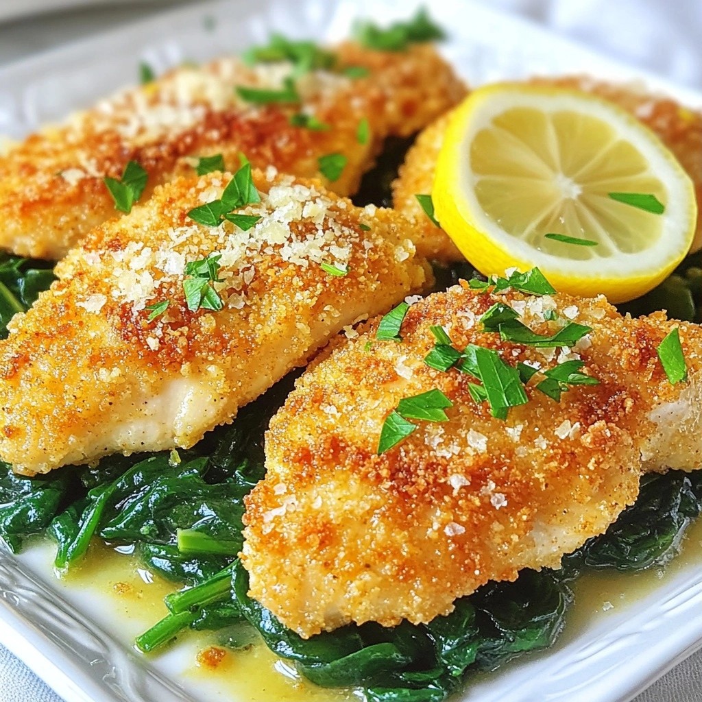 Crispy Lemon Chicken Breast with Spinach Delight