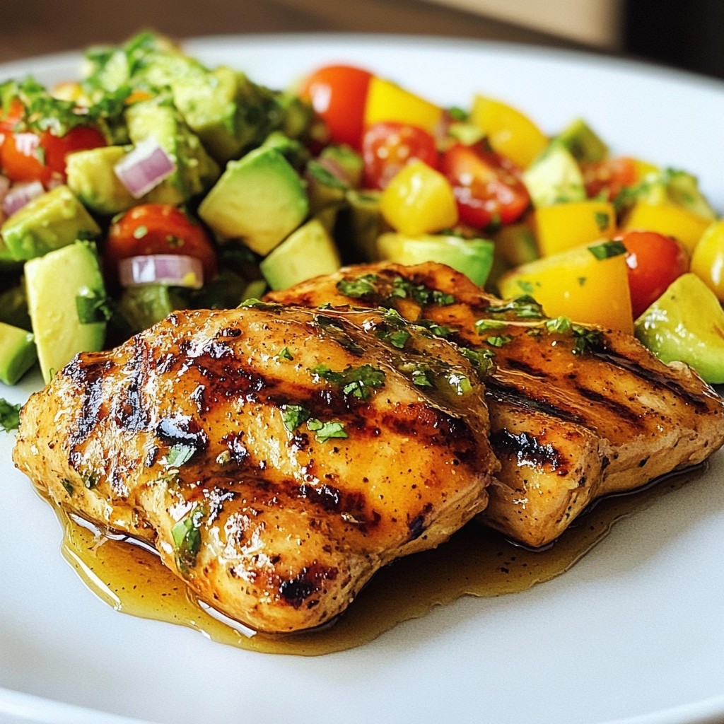 Grilled Honey Lime Chicken with Fresh Avocado Salad