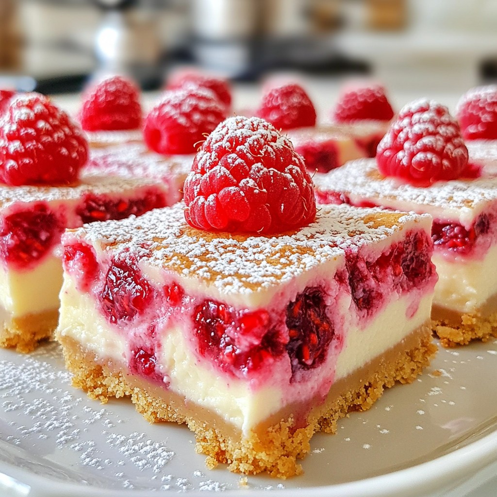 Raspberry White Chocolate Cheesecake Bars Delightfully Sweet