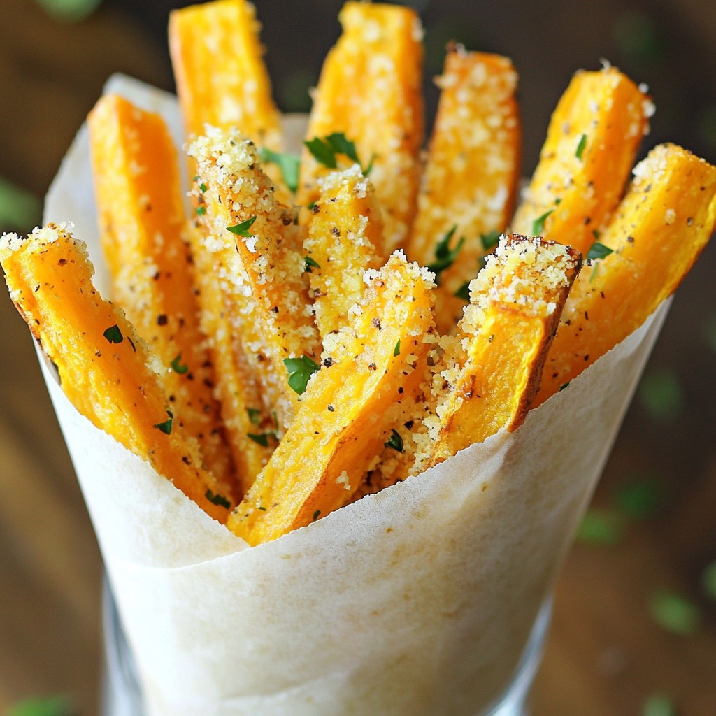 Baked Parmesan Sweet Potato Fries Crunchy and Tasty