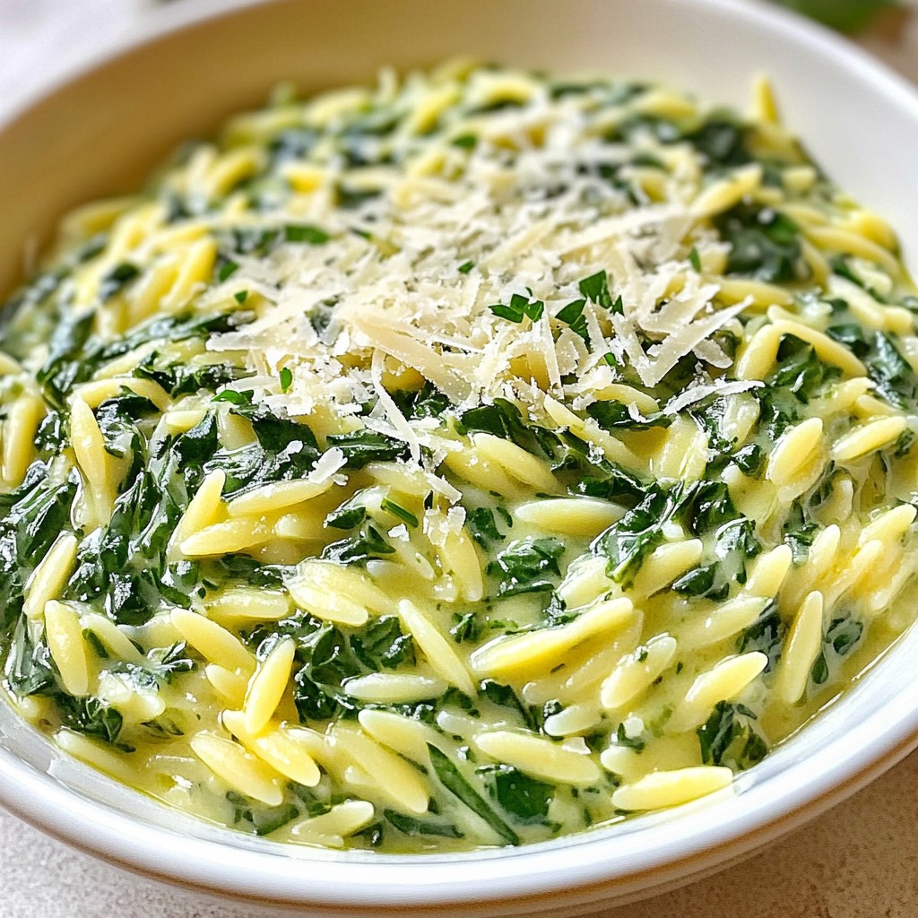Creamy Spinach Parmesan Orzo Delightful Dinner Dish