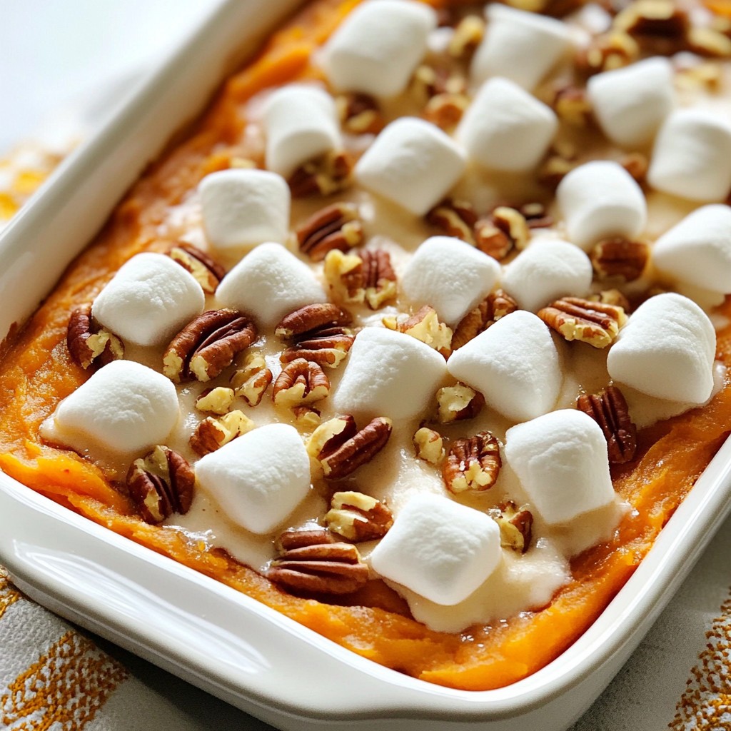 Savory Sweet Potato Casserole with Marshmallow Swirl