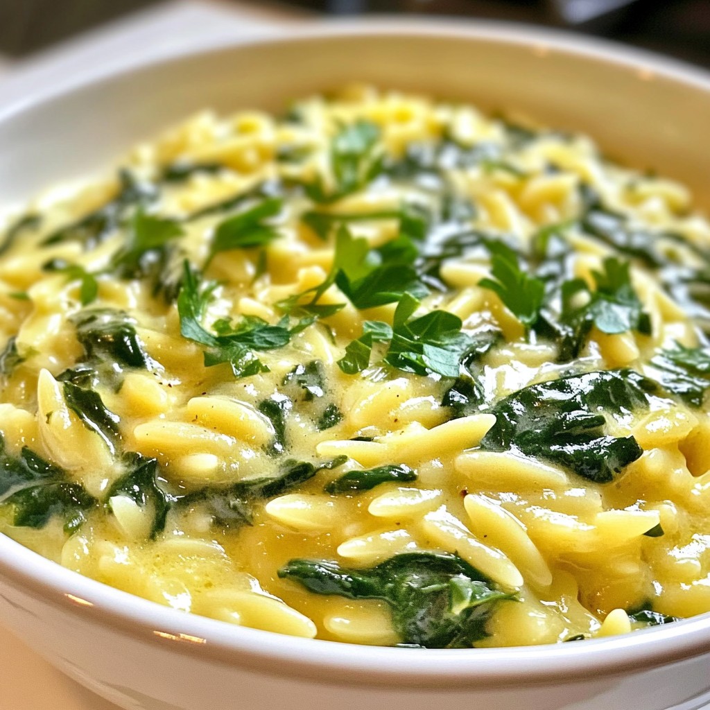 Creamy Parmesan Spinach Orzo Rich and Satisfying Meal