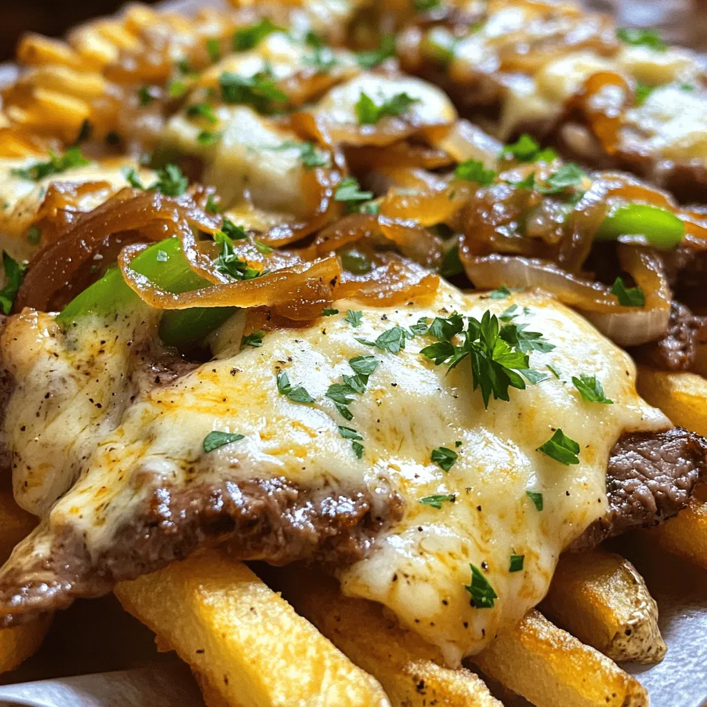 Philly Cheesesteak Fries are a tasty twist on the classic Philly cheesesteak. They combine crispy fries with savory steak, melted cheese, and fresh veggies. This dish comes from Philadelphia, known for its famous cheesesteaks. The idea behind Philly Cheesesteak Fries is simple: take all the best parts of a cheesesteak and pile them on fries.